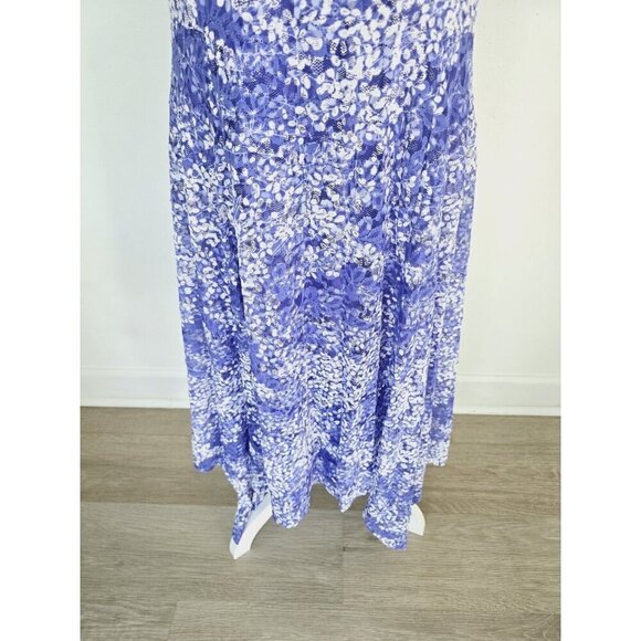 Ronnie Nicole Floral Lace Purple Blue Short Sleeves Flowy V-neck Midi Dress 8 M - Picture 6 of 12